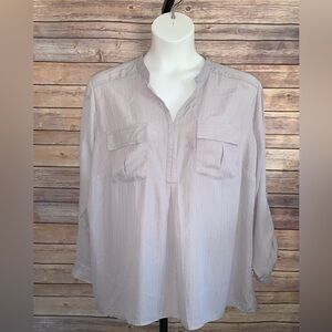 Notations Gray Blouse with Silver Highlights - Size 1X